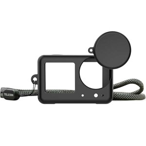 TELESIN DJI Osmo Action 5 Pro/4/3�p �ی�P�[�X �V���R���ی�J�o�[ �����Y�L���b�v �����Y�J�o�[ �X�N���b�`�h�~ �ϖ��� �_��ŕό`���Ȃ� �����h�~ �X�g���b�v�t�� �g�тɕ֗� ���t���ȒP DJI Osm