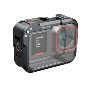 TELESIN �A���~�����P�[�W Insta 360 Ace Pro 2/Ace Pro�Ή� �c���B�e �ی�t���[�� �ڑ��\ �O�r ���B��_ ������C�g �}�C�N�Ȃ� 1/4�C���`�l�W���E�R�[���h�V���[�t�� Insta 360 Ace Pro 2/Ace Pro�A�N�Z�T