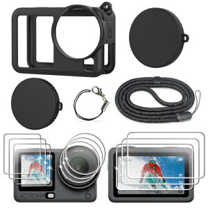 FitStill�ی�L�b�g DJI Osmo Action 6��p�A�V���R�����ی�P�[�X+�����Y�X�N���[���v���e�N�^�[+�V���R���������Y�L���b�v+�����\�ȃ��X�g�X�g���b�v�C9H�̍d�x�ŁA�h�o�E�h���� dji action 6��