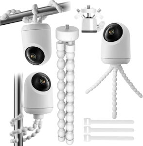 SwitchBot Plus 3MP/5MP�J������p �t���L�V�u���A�[���X�^���h �Ή��}�E���g�x�[�X�t�� �O�r�}�E���g �N���b�v�� ���t���H��s�v 360°�X�C�x���x�[�X & �ی�p�b�h�t�� 1/4�C���`�l�W�Ή� ����