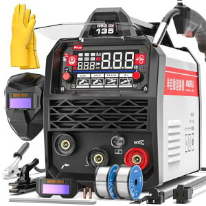 ANDELI �������n�ڋ@ 135Amp 100V/200V���p �p���XMIG/�m���K�XMIG/�핢�A�[�N�n��/Lift TIG�Ή� 1��4��d�C�n�ڋ@ �C���o�[�^�[�����n�ڋ@ ��i�g�p��60�� ��6mm�܂� MIG�n�� ������ LED�t���\�� ���S��