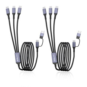 3 in 2 �g���x���}���`�[�d�P�[�u��2�{�Z�b�g1.5M 60WUSB C����P�[�u���A�����f�o�C�X�����[�d�\�ȃg���x���`���[�W���[�AUSB A/C to Type-C�P�[�u���APhone 17/Air/16/15�AS25/Note���̑������Ή�