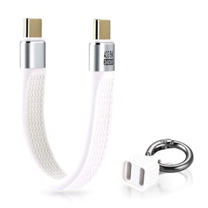 ELUTENG USB C �P�[�u�� �Z�� 13.5cm �^�C�vc �P�[�u�� 240W�}���[�d 40Gbps�����]�� 8K60Hz�o�� �L�[�����O�t �A���~���� �u���b�N USB4.0 �����^�ѕ֗� �z���C�g