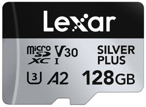 Lexar Silver Plus 128GB Micro SD�J�[�h �ő�205MB/s MicroSDXC UHS-I�t���b�V���������[�J�[�h �A�_�v�^�[�t�� C10 U3 A2 V30�Ή� �t��HD 4K UHD ����TF�J�[�h �h���[�� �A�N�V�����J���� �g�ь^�Q�[���@�Ή�
