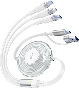 100W 6in1������莮�[�d�P�[�u�� �܂��Ƃ� USB C/Lightning/Micro �}���`�[�d�R�[�h �iiPhone/iPad/MacBook/�^�u���b�g/Galaxy/Note�ȂǊe��Ή��j3�䓯���[�d ���[���� PD�Ή� 4�t�B�[�g/1.2m 5A �����[�d�A����