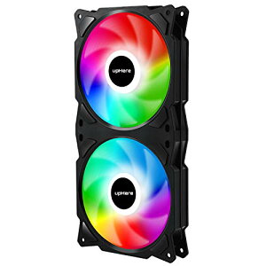 upHere PC�P�[�X�t�@��x2�� ���FLED PWM 4PIN�R�l�N�^ 2�A�^��̎��t���[���\�� 240*120*25mm �É��t�@��PF240CF4