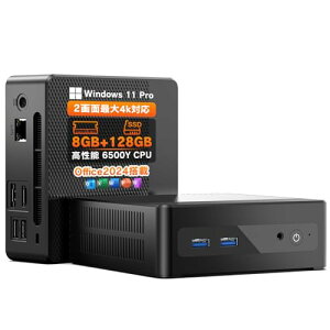 Dobios �~�jpc office2024���� Win11 Pro Intel 6500Y�iN5095��葬���jmini pc �ő�3.4GH WiFi5/BT5.1/HDMI/RJ45 ���^pc �~�j�p�\�R�� 2��ʓ����o�� ���y�� �����\ �ȃG�l ��Ɨp/�Ɩ��p/�ݑ�p�ɍœK 8GB+128GB