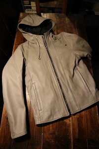 KADOYA(カドヤ)K'S LEATHER RIDERS PARKA ライダースパーカー レザーパーカー 革ジャン サイズ:3L カラー:グレー