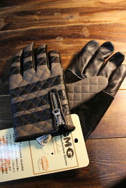 GMG　ディンマーケット　GMG-09　COW HIDE GLOVE　レザーグローブ　ボーダー（カラー：チャコールグレー×ブラック） サイズ：XS/S/M/L/XL