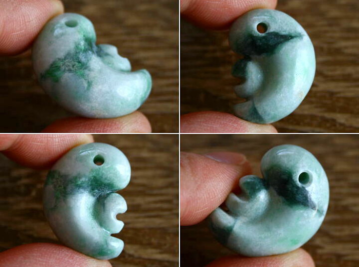 楽天市場】糸魚川翡翠子持ち勾玉 M01971日本ヒスイ鉱業 制作28mm*20mm 