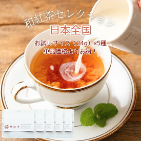 日本全国 の 紅茶 を 飲み比べ｜ お試し サイズ 和紅茶 セレクション【2025】24g×5種 送料無料 ｜ミルクティー にあう 紅茶｜ 紅茶 セット 茶葉 国産 鹿児島 熊本 福岡 佐賀 静岡 神奈川 箱根 埼玉 茨城 知覧茶 八女茶 嬉野茶 静岡茶 狭山茶 猿島茶 【紅茶】【ギフト】