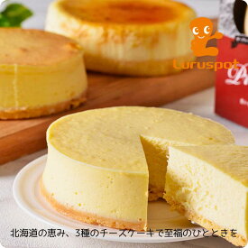 北海道 チーズケーキセット 300g×3種｜北海道産クリームチーズを贅沢に使用したベイクドチーズケーキ、蒸し焼きにしたニューヨークチーズケーキ、そして生クリームを使用したフロマージュブリュレにキャラメリゼを施した逸品の3種セット。