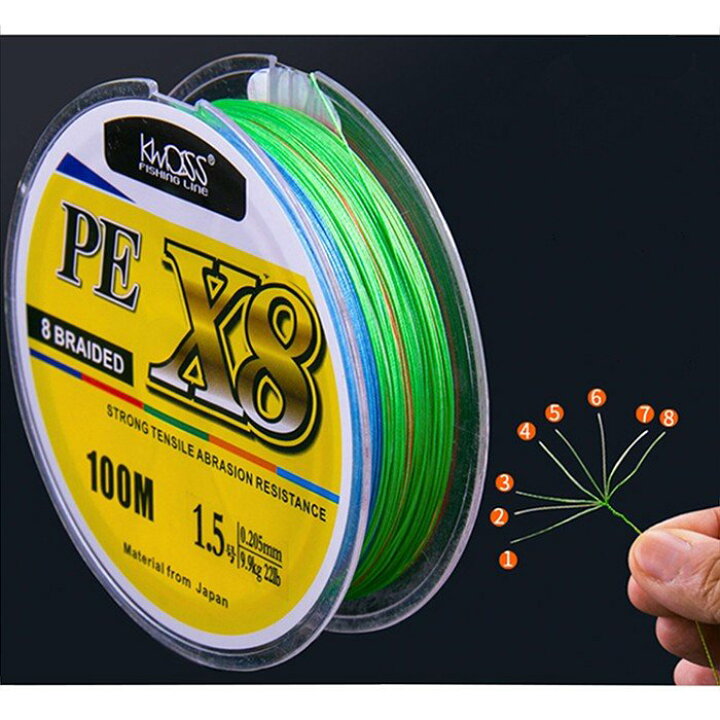 PEライン 4本編 #8.0 Φ0.50mm 90ｍ (10m毎計5色）