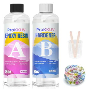 ProKKUVレジン液大容量エポキシ樹脂2液性237mlx2高級・黄変しにくい15.98OZ(273g+244g)レジン初心者向け二液性レジン液レジンセット人気高い透明低刺激性気泡なし黄変なしDIY手芸用品