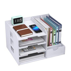 CZEARレターラックファイル仕切り卓上ラックセクターファイルストレージ書類ケース机上用品書類ケース整理収納オフィス寝室リビング収納(白39*31*24cm(組み合わせ))