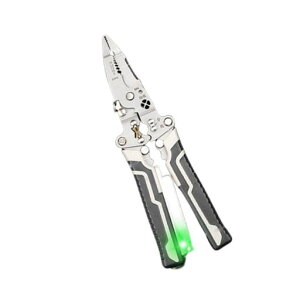 ワイヤーストリッパー10-in-1電工ペンチ折りたたみ式多機能ケーブルストリッパー端子圧着ペンチ電線皮むき工具マルチメーターと電気テスター電気工事/DIY修理に最適