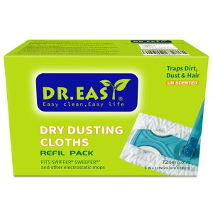 Dr.EasyDryDUSTINGClothsドライダスティングクロスぞうきん雑巾ワイパー取替えシート72枚入り無香料立体吸着ドライ各社共通サイズ超厚8x11インチ(約20x28cm)静電気モップ用床掃除用モップ