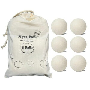 GiliMaxドライヤーボール6個入収納袋付き【ボール原材料厳選の特級ウール】乾燥機用ウールボール100%天然ニュージーランドウール製乾燥時間を短縮除湿ボール洗濯ボール衣類乾燥用柔軟剤…