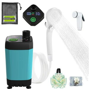 【2025直射ヘッド+シャワーボール贈り】VIGOUROUSポータブルシャワーアウトドアUSB充電式6000mAh強力/節能モード付き電動シャワーキャンプ水流量無段階調節釣り海水浴サーフィン旅行水遣り…