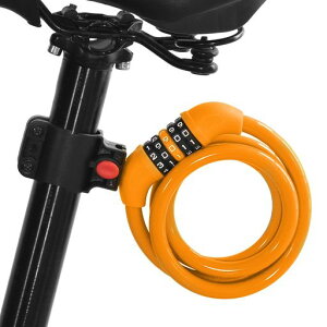 OMOMOAKARI自転車鍵ダイヤルロック5桁ワイヤーロック1200mm高切断対抗盗難防止パスワード自由設定(オレンジ)
