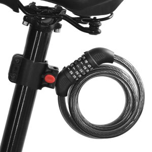 OMOMOAKARI自転車鍵ダイヤルロック5桁ワイヤーロック1200mm高切断対抗盗難防止パスワード自由設定(標準版ブラック)