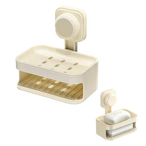 Coollooda石鹸置き石鹸ホルダー壁掛け二層吸盤ソープトレイ粘着シート水切り強力吸盤石鹸ケース錆びないソープトレー石鹸入れ多機能省スペース強力吸着浴室キッチン洗面台バスタブキッ…