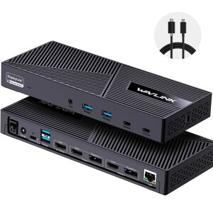 Wavlink Displaylink USB C �h�b�L���O�X�e�[�V���� �g���v�����j�^�[ 130W�d�͋��� 10G USB�t�� Mac Windows�p HDMI3 DisplayPort2 USB-C2 USB3.14 �C�[�T�l�b�g �I�[�f�B�I