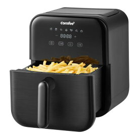 Comfee’ノンフライヤー4L大容量ノンオイル電気エアフライヤー揚げ物ポテト7つのメニュー設定家庭用タイマー温度調節自動電源オフ自動調理LEDディスプレイPSE認証済ブラック