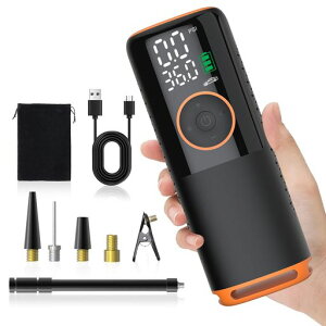 空気入れ自転車電動空気入れバイク車【8000mAh・最大160PSI】タイヤエアーポンプコンパクト充電式自動車米式/仏式/英式/浮き輪バルブ対応電動エアーポンプSOS/LED懐中ライト付き自動停止