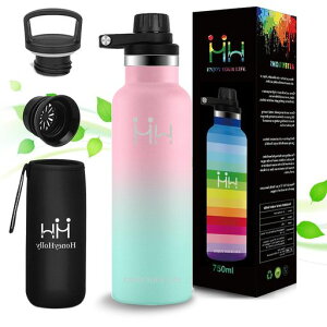 YANGYAO水筒750ml直飲み布袋付き真空断熱ステンレス保温保冷2種類のふた軽量魔法瓶炭酸対応お手入れ簡単0.75リットル軽量こぼれない通勤通学仕事学校アウトドアッズアウトドアおしゃれ運…