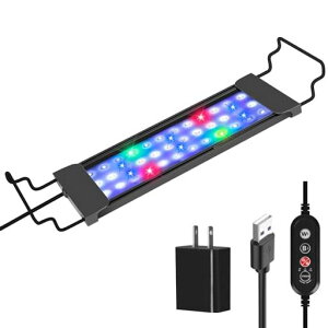 DEWEL水槽ライト水槽用照明LEDライトアクアリウムライトUSB防水タイマー付き明るさ調整スライド式観賞魚飼育水草育成30-45cm水槽対応省エネ長寿命