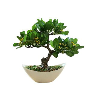 人工観葉植物光触媒人工盆栽フェイクグリーンインテリア偽の鉢植えの植物の机の装飾黄色の果物デコレーション浴室の装飾置物結婚式用季節飾り家の装飾撮影(yellow)