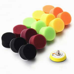 HiLiBoomポリッシャースポンジ研磨パッドセットスポンジバフ塗装仕上げ車磨き直径50mm丸形多色塗装仕上げ車磨きミニポリッシャー洗車用電動ポリッシャー用16点セット