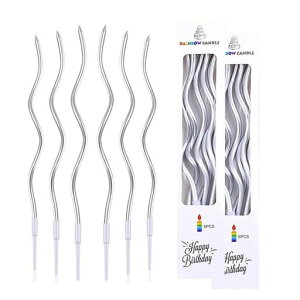 YIXINLYMY誕生日キャンドルうねうねキャンドル12本入り2箱誕生日を祝う高級ろうそく記念日キャンドルウエディングパーティー卒業パーティー(シルバー)
