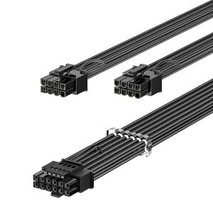 Fasgear PCIe 5.0 �d���P�[�u�� 70cm - RTX 4070 4080 4090 �p 16pin (12+4) 12VHPWR �R�l�N�^ - ASUS EVGA Seasonic �t�����W�����[ PSU �p 2x8pin (6+2)