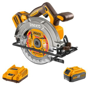 INGCO20V�R�[�h���X�ۋ�165mm�u���V���X���[�^�[5200RPM�ؒf�[��55mm(90°)1��4.0Ah�o�b�e���[��1�̏[�d��t��CSLI16521