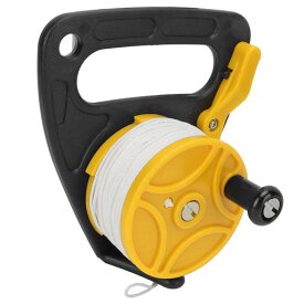 Ongwanダイビングリールダイビングリールアンカースプールダイブロープスプールフィンガーリール多目的洞窟追放ダイビング用46mホワイトワイヤー付き(黄色いホイール)