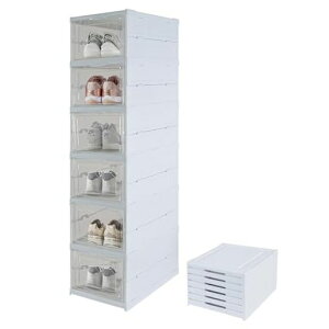 voocyeシューズボックス6個セット透明シューズケース大容量収納ボックス下駄箱スリム靴箱収納スニーカーボックス靴棚玄関工具不要折り畳み防塵通気性