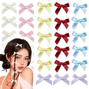 OKAWASIリボン髪飾り6色30個セットリボンヘアクリップヘアクリップ蝶結びリボンクリップ髪留め髪飾り可愛い結婚式発表会成人式卒業式パーティー子供レディース誕生日ギフト