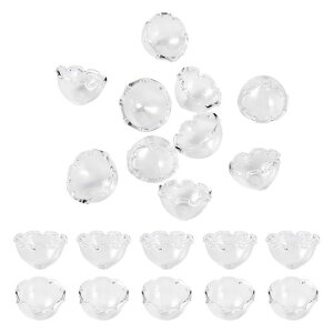 Beadthovenガラスフラワービーズ花ビーズ10個入りクリアガラスドーム風鈴ビーズキャップ中空ボールカンパニュラペンダント花かんざしパーツイヤリング作りネックレス作りDIYハンドメイド…