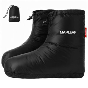 Mapleafシューズカバーダウンシューズ防寒アウトドア用室内履きルームシューズ秋冬用防風超軽量履きやすいメンズレディース700FP丸洗い登山テントコンパクト収納袋付