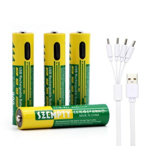 SZEMPTY�P4USB�[�d���d�r4��900mWh(600mAh)��e�ʒP�l�`1.5V���`�E���C�I���[�d�r(��1200��g�p�\USB-C4in1�[�d�P�[�u���t�����ʂȏ[�d��͕s�v)