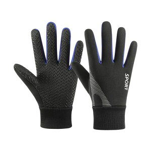 防寒グローブ子供用防寒手袋キッズ【裏起毛・撥水加工・滑り止め・耐磨耗性】サッカー手袋ジュニア防風保温男の子女の子自転車グローブ通学登山サイクルサッカースポーツ(ブルーM)