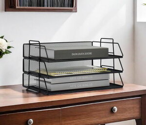 B4メッシュ卓上収納ラック縦置き/横型3段/5段レターケース金属書類トレー卓上収納可能ファイルラックメタルデスク書類ラック小物入れ新聞/雑誌/A4ファイル/フォルダー/書類収納机の上収…