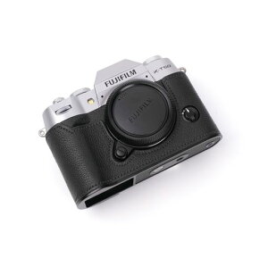 CLChandmade対応Fuji富士X-T50専用カメラケースカメラカバーカメラバッグ本革頭層牛革本体+メタルベースプレート3-in-1デザイン(Black)