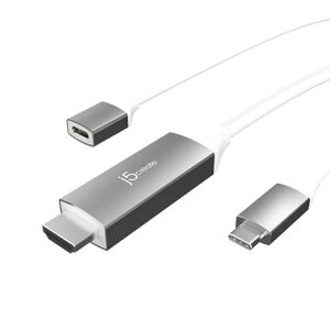 j5create2-in-1USBTypeC-4K60HDMI�ϊ��P�[�u���y�[�d���Ȃ���g����zAV6�t�B�[�g�P�[�u��100W�����[�d�|�[�g�t��iPhone16/15�V���[�Y�p�������ނ���Thunderbolt3/4