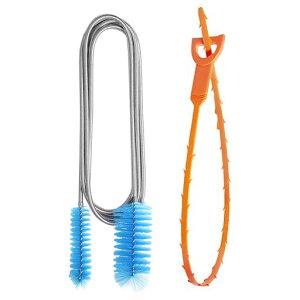 ZiSyouMaパイプブラシブルー2本セットステンレス製ナイロン製多用途洗浄排水管排水溝トイレ風呂キッチン用