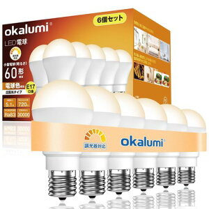 okalumiLED�d�������Ή�E17����60W�`�����d���F(2700k)720lm�L�z�����`�d���^�C�v�f�M�ގ{�H���Ή������Ή��~�j�N���v�g���d��6�Z�b�g�yLDA5L27-E17dL�z