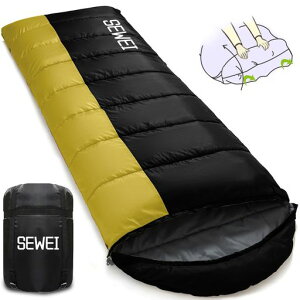 寝袋シュラフ【SEWEI寝袋シュラフ封筒型足元の防風カバー付き】軽量保温防水超暖かい冬用コンパクト簡単収納登山車中泊防災用アウトドアキャンプ丸洗い可能春夏秋冬の使用可能収納袋…