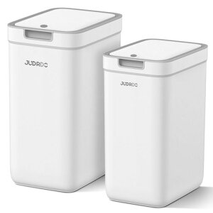 JUDRDOゴミ箱ふた付き2個キッチンおしゃれ蓋付き??桶小さな消臭イジェクトキャップ付きは犬を防ぐことができますおむつゴミ箱白14Lサニタリーボックストイレ、オフィス、寝室、リビ…